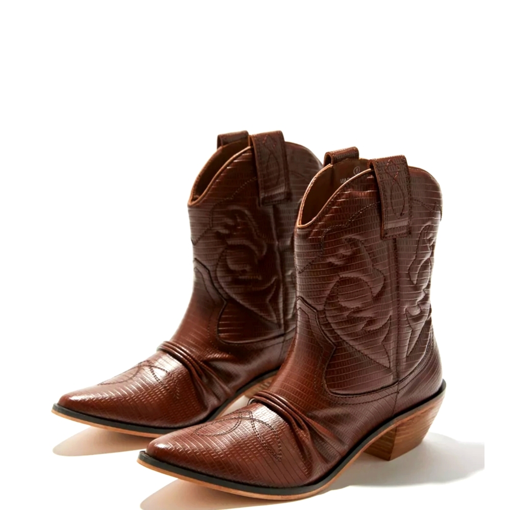 UO Fallen Cowboy Boot, brown reptile SZ 10. NEW, still in box, never worn.
